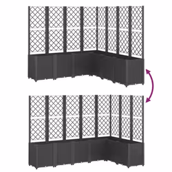 vidaXL Garden Planter with Trellis Outdoor Flower Pot Planter Pot Box Black PP - Additional view 5