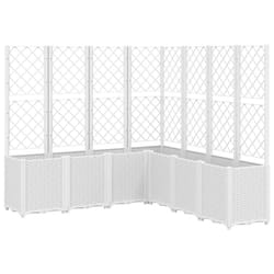 vidaXL Garden Planter with Trellis Outdoor Flower Pot Planter Pot Box White PP
