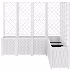 vidaXL Garden Planter with Trellis Outdoor Flower Pot Planter Pot Box White PP