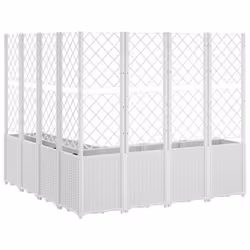 vidaXL Garden Planter with Trellis Outdoor Flower Pot Planter Pot Box White PP - Additional view 4