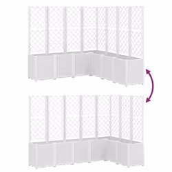 vidaXL Garden Planter with Trellis Outdoor Flower Pot Planter Pot Box White PP - Additional view 5