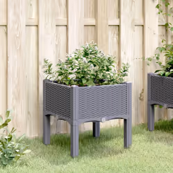 vidaXL Garden Planter with Legs Plant Pot Flower Pot Planter Blue Grey PP - Additional view 2