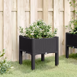 vidaXL Garden Planter with Legs Outdoor Flower Pot Planter Pot Box Black PP - Additional view 2