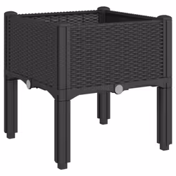 vidaXL Garden Planter with Legs Outdoor Flower Pot Planter Pot Box Black PP - Additional view 5