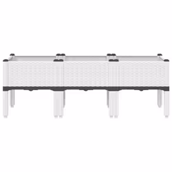 vidaXL Garden Planter with Legs Outdoor Flower Pot Planter Pot Box White PP