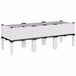 vidaXL Garden Planter with Legs Outdoor Flower Pot Planter Pot Box White PP - Additional view 4