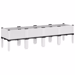 vidaXL Garden Planter with Legs Outdoor Flower Pot Planter Pot Box White PP - Additional view 4