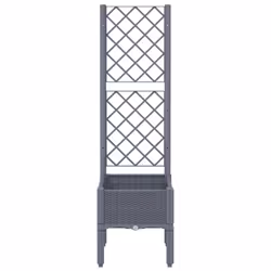 vidaXL Garden Planter with Trellis Patio Flower Pot Planter Box Light Grey PP - grey, 40 x 40 x 142 cm - Additional view 2