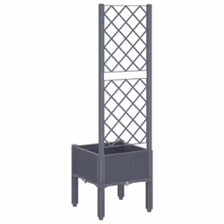 vidaXL Garden Planter with Trellis Patio Flower Pot Planter Box Light Grey PP - grey, 40 x 40 x 142 cm - Additional view 4