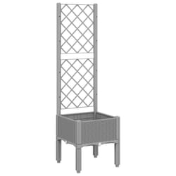vidaXL Garden Planter with Trellis Outdoor Flower Pot Planter Pot Box White PP - light grey, 40 x 40 x 142 cm