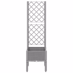vidaXL Garden Planter with Trellis Outdoor Flower Pot Planter Pot Box White PP - light grey, 40 x 40 x 142 cm