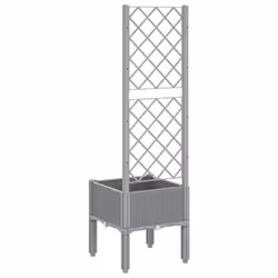 vidaXL Garden Planter with Trellis Outdoor Flower Pot Planter Pot Box White PP - light grey, 40 x 40 x 142 cm - Additional view 4