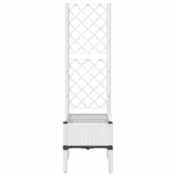vidaXL Garden Planter with Trellis Outdoor Flower Pot Planter Pot Box White PP - white, 40 x 40 x 142 cm - Additional view 2