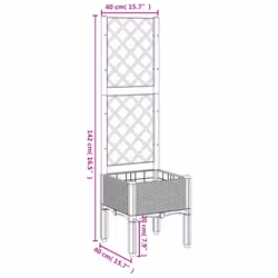 vidaXL Garden Planter with Trellis Outdoor Flower Pot Planter Pot Box White PP - white, 40 x 40 x 142 cm - Additional view 3
