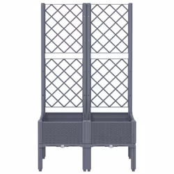 vidaXL Garden Planter with Trellis Patio Flower Pot Planter Box Light Grey PP - grey, 80 x 40 x 142 cm - Additional view 2