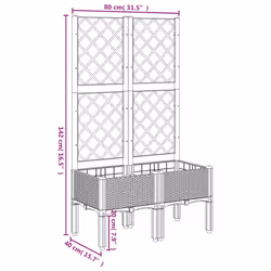 vidaXL Garden Planter with Trellis Patio Flower Pot Planter Box Light Grey PP - white, 80 x 40 x 142 cm - Additional view 3