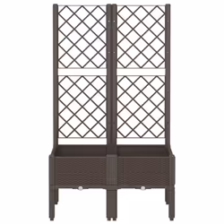 vidaXL Garden Planter with Trellis Patio Flower Pot Planter Box Light Grey PP - brown, 80 x 40 x 142 cm - Additional view 2