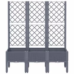 vidaXL Garden Planter with Trellis Patio Flower Pot Planter Box Light Grey PP - grey, 120 x 40 x 142 cm - Additional view 2