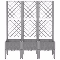 vidaXL Garden Planter with Trellis Patio Flower Pot Planter Box Light Grey PP - light grey, 120 x 40 x 142 cm - Additional view 2