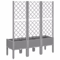 vidaXL Garden Planter with Trellis Patio Flower Pot Planter Box Light Grey PP - light grey, 120 x 40 x 142 cm - Additional view 4
