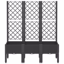 vidaXL Garden Planter with Trellis Patio Flower Pot Planter Box Light Grey PP - black, 120 x 40 x 142 cm - Additional view 2