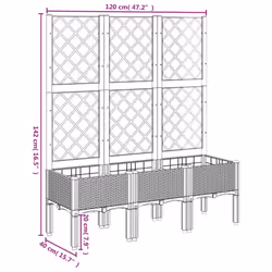 vidaXL Garden Planter with Trellis Patio Flower Pot Planter Box Light Grey PP - black, 120 x 40 x 142 cm - Additional view 7