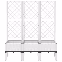 vidaXL Garden Planter with Trellis Patio Flower Pot Planter Box Light Grey PP - white, 120 x 40 x 142 cm - Additional view 2