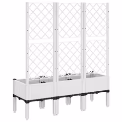 vidaXL Garden Planter with Trellis Patio Flower Pot Planter Box Light Grey PP - white, 120 x 40 x 142 cm - Additional view 4