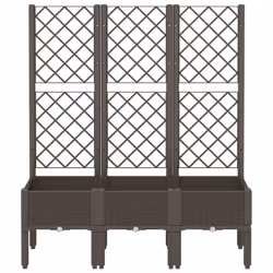 vidaXL Garden Planter with Trellis Patio Flower Pot Planter Box Light Grey PP - brown, 120 x 40 x 142 cm - Additional view 2