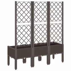 vidaXL Garden Planter with Trellis Patio Flower Pot Planter Box Light Grey PP - brown, 120 x 40 x 142 cm - Additional view 4