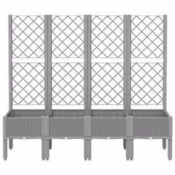 vidaXL Garden Planter with Trellis Patio Flower Pot Planter Box Light Grey PP - light grey, 160 x 40 x 142 cm - Additional view 2