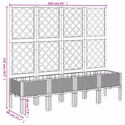 vidaXL Garden Planter with Trellis Patio Flower Pot Planter Box Light Grey PP - light grey, 160 x 40 x 142 cm - Additional view 7