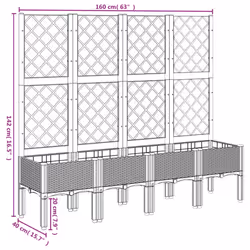 vidaXL Garden Planter with Trellis Outdoor Flower Pot Planter Pot Box White PP - white, 160 x 40 x 142 cm - Additional view 3