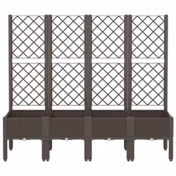 vidaXL Garden Planter with Trellis Patio Flower Pot Planter Box Light Grey PP - brown, 160 x 40 x 142 cm - Additional view 2