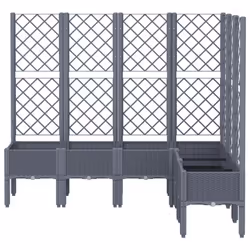 vidaXL Garden Planter with Trellis Patio Flower Pot Planter Box Light Grey PP - grey, 160 x 120 x 142 cm - Additional view 2