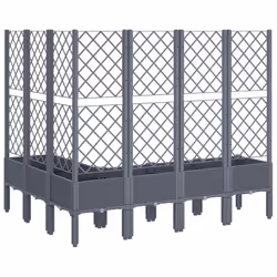 vidaXL Garden Planter with Trellis Patio Flower Pot Planter Box Light Grey PP - grey, 160 x 120 x 142 cm - Additional view 4