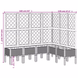 vidaXL Garden Planter with Trellis Patio Flower Pot Planter Box Light Grey PP - grey, 160 x 120 x 142 cm - Additional view 8