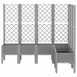 vidaXL Garden Planter with Trellis Patio Flower Pot Planter Box Light Grey PP - light grey, 160 x 120 x 142 cm - Additional view 2