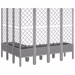 vidaXL Garden Planter with Trellis Patio Flower Pot Planter Box Light Grey PP - light grey, 160 x 120 x 142 cm - Additional view 4