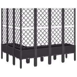 vidaXL Garden Planter with Trellis Patio Flower Pot Planter Box Light Grey PP - black, 160 x 120 x 142 cm - Additional view 4
