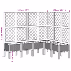 vidaXL Garden Planter with Trellis Patio Flower Pot Planter Box Light Grey PP - black, 160 x 120 x 142 cm - Additional view 8
