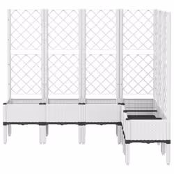 vidaXL Garden Planter with Trellis Patio Flower Pot Planter Box Light Grey PP - white, 160 x 120 x 142 cm - Additional view 2