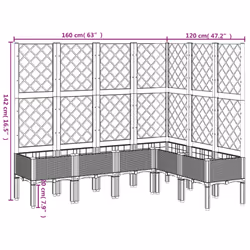 vidaXL Garden Planter with Trellis Patio Flower Pot Planter Box Light Grey PP - white, 160 x 120 x 142 cm - Additional view 3