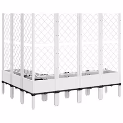 vidaXL Garden Planter with Trellis Patio Flower Pot Planter Box Light Grey PP - white, 160 x 120 x 142 cm - Additional view 4