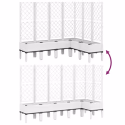 vidaXL Garden Planter with Trellis Patio Flower Pot Planter Box Light Grey PP - white, 160 x 120 x 142 cm - Additional view 5