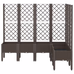 vidaXL Garden Planter with Trellis Patio Flower Pot Planter Box Light Grey PP - brown, 160 x 120 x 142 cm - Additional view 2