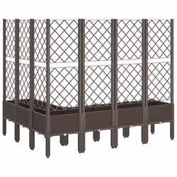 vidaXL Garden Planter with Trellis Patio Flower Pot Planter Box Light Grey PP - brown, 160 x 120 x 142 cm - Additional view 4