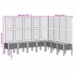 vidaXL Garden Planter with Trellis Patio Flower Pot Planter Box Light Grey PP - grey, 200 x 160 x 142 cm - Additional view 3