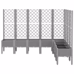 vidaXL Garden Planter with Trellis Patio Flower Pot Planter Box Light Grey PP - light grey, 200 x 160 x 142 cm - Additional view 2