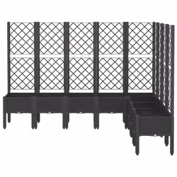 vidaXL Garden Planter with Trellis Patio Flower Pot Planter Box Light Grey PP - black, 200 x 160 x 142 cm - Additional view 2